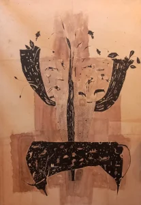 <b>Haren Thakur</b><br>Untitled <br>Mixed Media on Canvas<br>70.5 x 50 Inches<br>2024