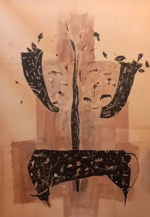 <b> Haren Thakur </b><br>Untitled<br>Mixed Media on Canvas<br>70.5 x 50 Inches<br>2024