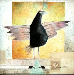 <b> Haren Thakur </b><br>Fashion Feathers<br>Mixed Media on Canvas<br>24 x 24 Inches<br>2010