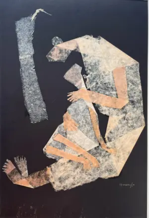 <b>Haren Thakur</b><br>Mother and Child<br>Mixed Media on Paper<br>22 x 15 Inches<br>2018