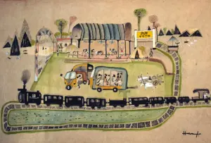 <b>Haren Thakur</b><br>Toto Station<br>Ink and Watercolour on Rice Paper<br>19.5 x 27.5 Inches<br>2023