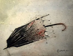 <b>Haren Thakur</b><br>Ageing Alignment<br>Black Ink & Dust Colour on Canvas<br>8 x 10 Inches<br>2020