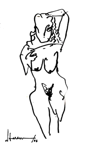 <b>Haren Thakur</b><br>Lady<br>Ink Drawing on Tint Paper<br>8 x 5 Inches<br>2006