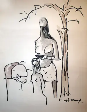 <b> Haren Thakur </b><br>Karuna<br>Drawing on Paper<br>14 x 11 Inches<br>2018