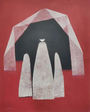 <b> Haren Thakur </b><br>Cosmic Rock<br>Mixed Media on Canvas <br>66.5 x 50 inches<br>2025