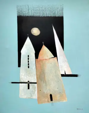 <b> Haren Thakur </b><br>Structural Integrity <br>Mixed Media on Canvas <br>66 x 49.5 Inches<br>2025