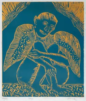 <b>Bhupen Khakhar</b><br>Jatayu<br>Linocut on Paper<br>21.5 x 17.5 Inches <br> Edition - 20/21<br>Unknown