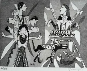 <b>K. G. Subramanyan</b><br>Untitled<br>Etching on Paper<br>15 x 17 Inches <br> Edition - 22/30<br>2008