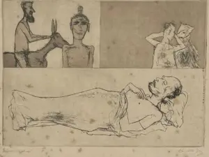 <b>Lalu Prasad Shaw</b><br>Untitled<br>Etching on Paper<br>13 x 16.5 Inches<br>1984