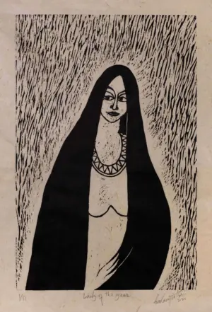<b>Paramjit Singh</b><br> Lady of the Year<br>Woodcut on Nepali Rice Paper<br>18 x 12 Inches <br> Edition- 1/11<br>2024