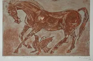 <b>Piraji Sagara</b><br>Dialogue<br>Etching & Aquatint on Paper<br>14 x 21 inches<br>1989