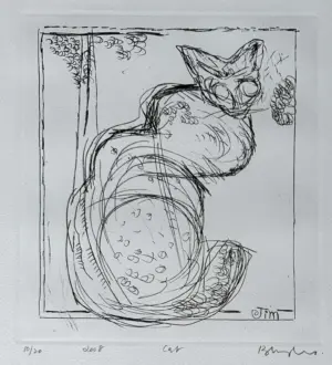 <b>R. B. Bhaskaran</b><br>Cat<br> Intaglio on Paper<br>20.5 x 18.5 Inches <br> Edition - 10/20<br>2008