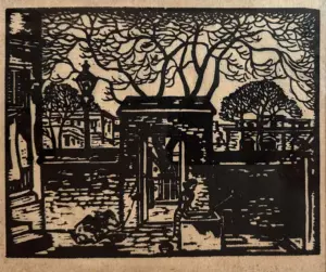 <b>Ramendranath Chakravorty</b><br>Untitled<br>Woodcut on Paper<br>7 x 8.5 Inches<br>Unknown