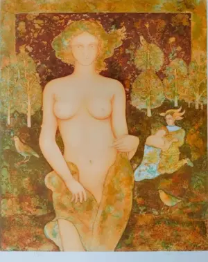 <b>Sakti Burman</b><br>Untitled<br> Lithograph on Paper<br>22.5 x 18 Inches <br>Edition-73/140<br>Unknown