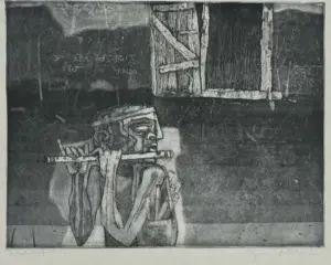 <b>Shyamal Dutta Ray</b><br>Untitled<br>Etching on Paper<br>14.5 x 21 Inches<br>1956