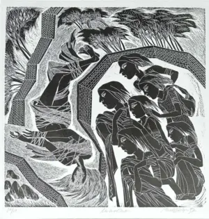 <b>V.R. Patel</b><br>Untitled<br>Woodcut on Paper<br>21.5 x 20.5 Inches <br> Edition - 10/10<br>1992