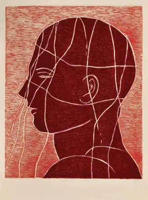 <b>Bula Bhattacharya</b><br>Inner Life<br>Handpainted Woodcut Print<br>24 x 30 Inches<br>2024