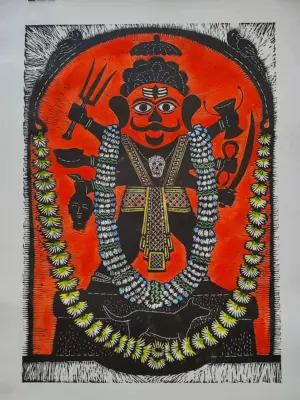 <b>Dattatrya Apte</b><br>Bhaerav<br>Hand Coloured Woodcut-I<br>30 x 22 Inches<br>2024