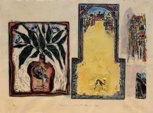 <b>Subroto Mondal</b><br>Ped Kahjoor (Bada Bhaiya... Ped Khajoor)<br>Woodcut<br>16 x 24 Inches<br>2024