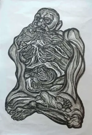 <b>Suranjan Basu</b><br>The Other Hand<br>Woodcut<br>Edition - 4/5<br>2024