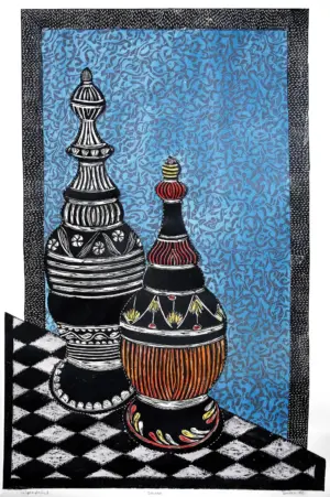 <b>Tandra Bhadra</b><br>Dulhan<br>Woodcut and Watercolour<br>24 x 35 Inches<br>2024