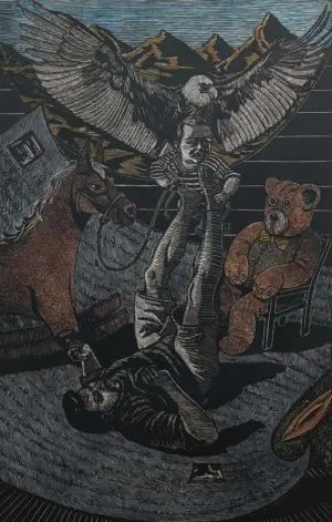 <b>Harish Arya</b><br>Childhood's Timeless Melody<br>Unique Print Woodcut (Hand Water Colour)<br>16 x 20 Inches<br>2024