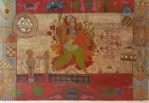 <b>Nidhi Mishra</b><br>Be Extremely Kind<br>Woodcut on Paper<br>36 x 24 Inches<br>Unknown