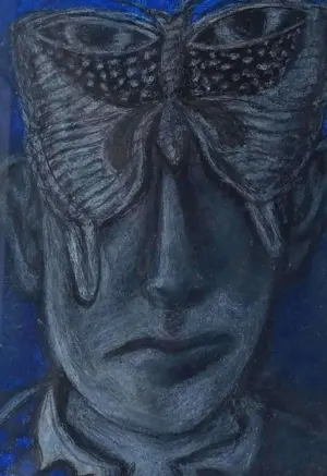 <b>C. Douglas</b><br>Blind Poet and the Butterfly<br>Mixed Media<br> 15 x 13 Inches<br>Unknown