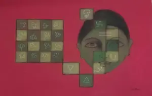 <b>G. Lathab><br>Mindfulness<br>Charcoal & Dry pastel on Paper<br>15 x 10 Inches<br>Unknown