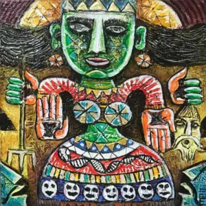 <b>M. Senathipathi</b><br>Sakthi<br>Acrylic on Canvas<br>12 x 12 Inches<br>Unknown