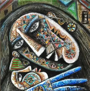 <b>M. Senathipathi</b><br>Sakthi<br>Acrylic on Canvas<br>12 x 12 Inches<br>Unknown