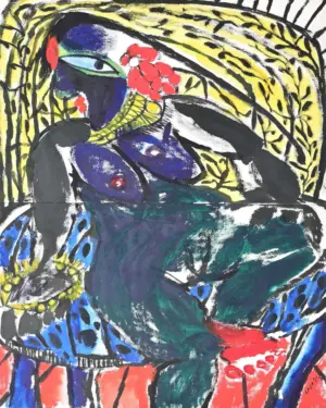 <b>Jaya Ganguly</b><br>Untitled<br>Oil Pastels on Paper<br> 44 x 30 Inches<br>1984