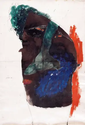 <b>Jaya Ganguly</b><br>Untitled<br>Oil Pastels on Paper<br> 43.5 x 30 Inches<br>1983