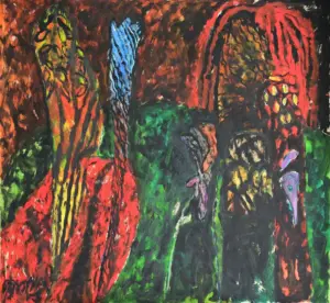 <b>Jaya Ganguly</b><br>Untitled<br>Mixed Media on Paper<br>34 x 42 Inches <br> Circa. 1980's