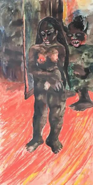 <b>Jaya Ganguly</b><br>Untitled<br>Mixed Media on Paper<br> 89 x 44 Inches<br>1982