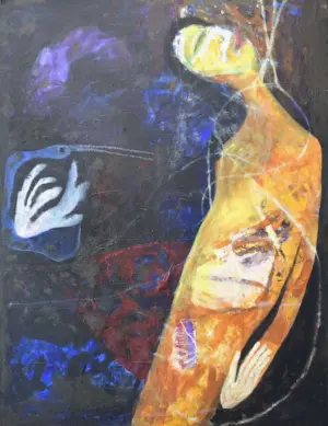 <b>Jaya Ganguly</b><br>Untitled<br>Oil on Canvas<br> 69 x 54 Inches<br>1990