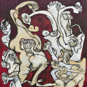 <b>Jaya Ganguly</b><br>Untitled<br>Mixed Media on Canvas<br>24 x 24 Inches<br>2016