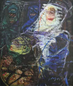 <b>Jaya Ganguly</b><br>Untitled<br>Oil on Canvas<br> 64.5 x 54.75 Inches<br>1990