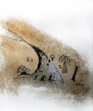 <b>Haren Thakur</b><br>Untitled<br>Indian Ink and Coffee Tint on Paper<br>11 x 9 Inches<br>2014