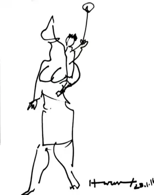 <b>Haren Thakur</b><br>Child with Baloon<br>Drawing on Paper<br>11 x 8 Inches<br>2011