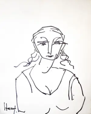 <b>Haren Thakur</b><br>The Young Lady<br>Drawing on Paper<br>14 x 11 Inches<br>2018