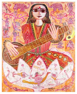 <b>K. Muralidharan</b><br>Vani<br>Acrylic on Canvas<br> 60 x 48 Inches<br>2018