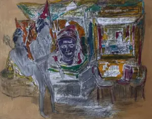 <b>Vrindavan Solanki</b><br>Kalbhairava<br>Mixed Media on Paper<br>21.5 x 27.5 Inches<br>2025