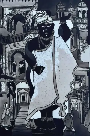 <b>Vrindavan Solanki</b><br>Bala Gopal<br>Acrylic on Canvas<br>60 x 40 Inches<br>2007/2013/2019