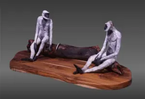 <b>Dhruv Patel</b><br>Untitled<br>Brass and Wood<br>16 x 34 x 13.5 Inches<br>2024