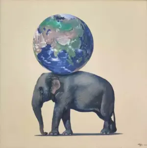 <b>Dushyant Patel</b><br>Untitled<br>Acrylic and Oil on Canvas<br>25 x 24 Inches<br>2021