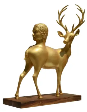 <b>Dushyant Patel</b><br>Untitled<br>Fiberglass with Oil, Color and Wood<br>25 x 10 x  32.5 Inches<br>2024