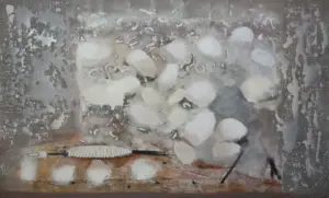 <b>Rekha Hebbar Rao</b><br> Cotton Wrap Reel<br>Acrylic & Oil on Canvas<br>36 x 60 Inches<br>2009