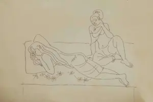 <b>K. K. Hebbar</b><br>Untitled<br>Pen on Paper<br>7.75 x 11.25 Inches<br>Unknown