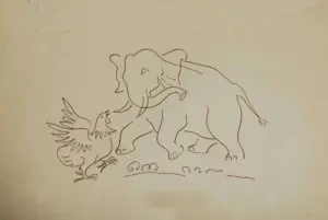 <b>K. K. Hebbar</b><br>Untitled<br>Pen on Paper<br>7.75 x 11.25 Inches<br>Unknown